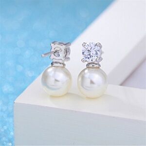 Elegant Silver and White Pearl Earrings